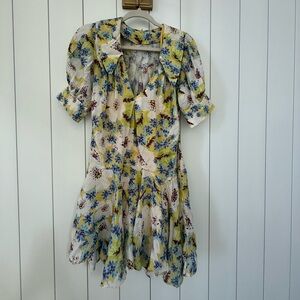 NWOT! Free People Sugar Crush Mini Dress in Lemon Combo S